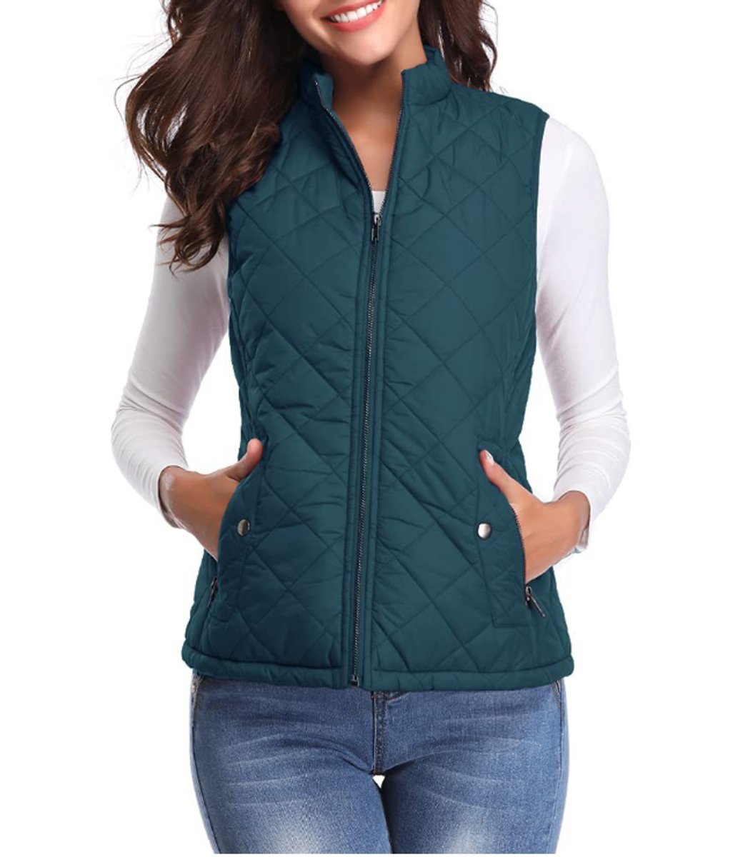 Chaleco acolchado mujer con cuello alto y cremallera frontal 13