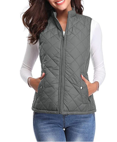 Chaleco acolchado mujer con cuello alto y cremallera frontal 2