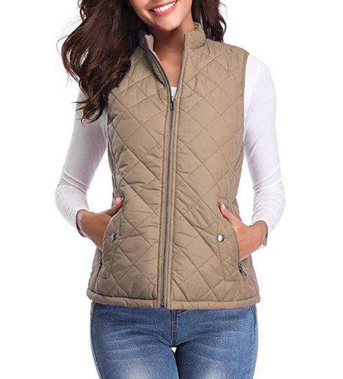 Chaleco acolchado mujer con cuello alto y cremallera frontal 3