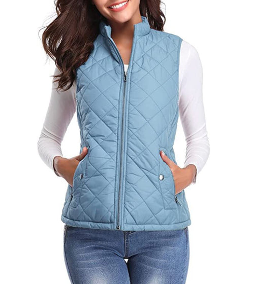 Chaleco acolchado mujer con cuello alto y cremallera frontal 4