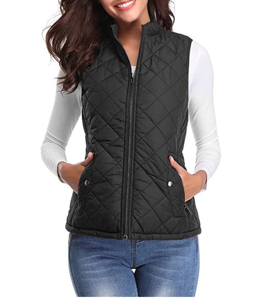 Chaleco acolchado mujer con cuello alto y cremallera frontal 6