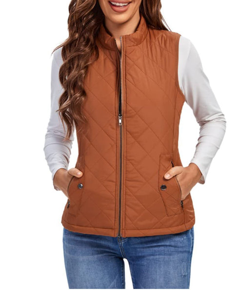 Chaleco acolchado mujer con cuello alto y cremallera frontal 7