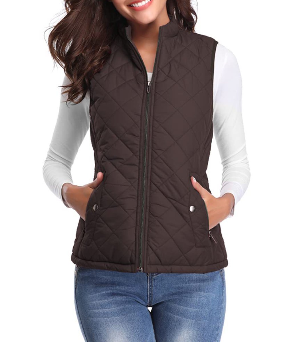 Chaleco acolchado mujer con cuello alto y cremallera frontal 9
