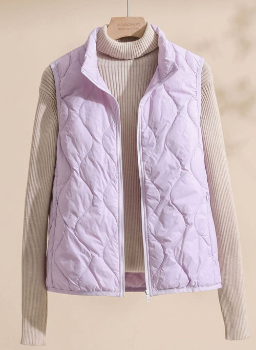 Chaleco acolchado mujer con cuello alto y cremallera ondulada 4