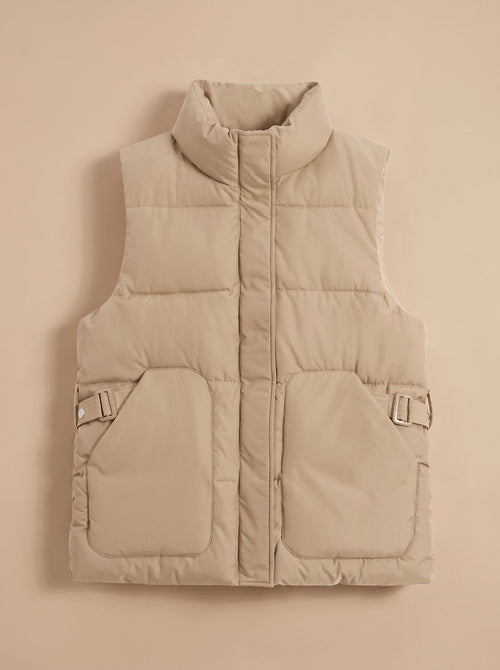 Chaleco acolchado mujer con cuello alto y hebillas laterales 4