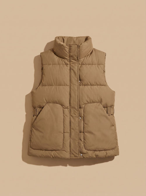 Chaleco acolchado mujer con cuello alto y hebillas laterales 6
