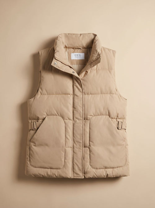 Chaleco acolchado mujer con cuello alto y hebillas laterales 7