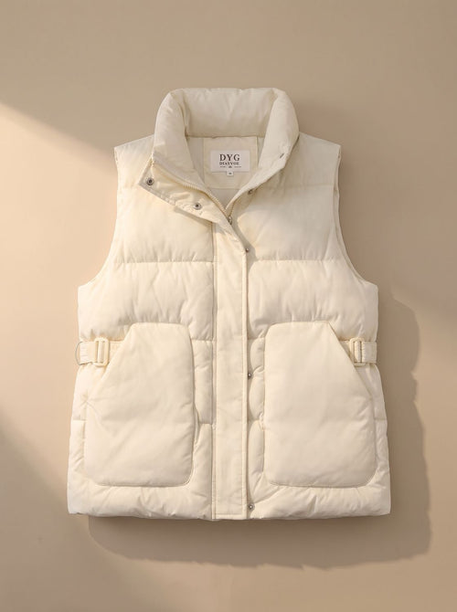 Chaleco acolchado mujer con cuello alto y hebillas laterales 8
