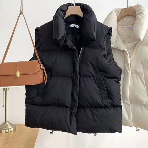 Chaleco acolchado mujer con cuello chal y cremallera doble 2