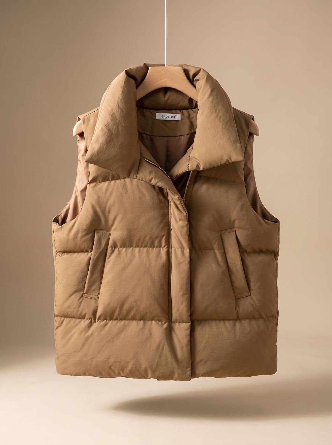 Chaleco acolchado mujer con cuello chal y cremallera doble 3