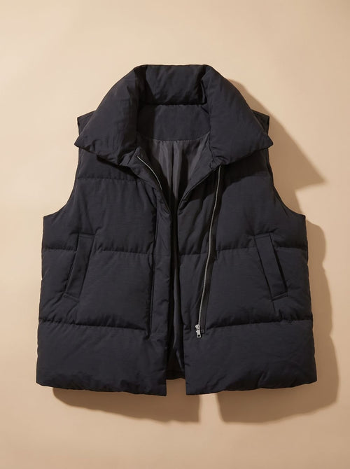 Chaleco acolchado mujer con cuello chal y cremallera doble 6