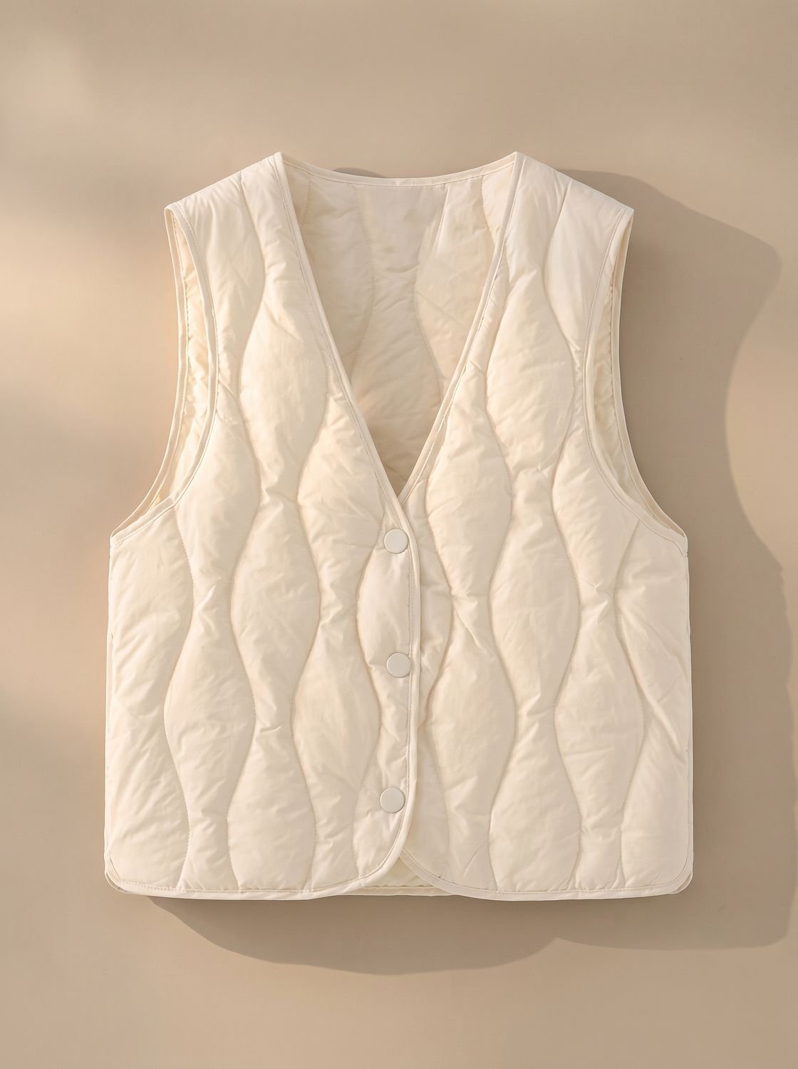 Chaleco acolchado mujer con cuello en V y botones 1