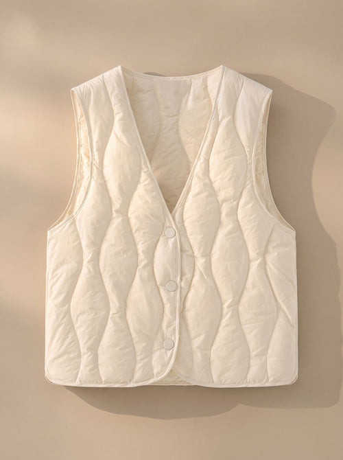 Chaleco acolchado mujer con cuello en V y botones 1