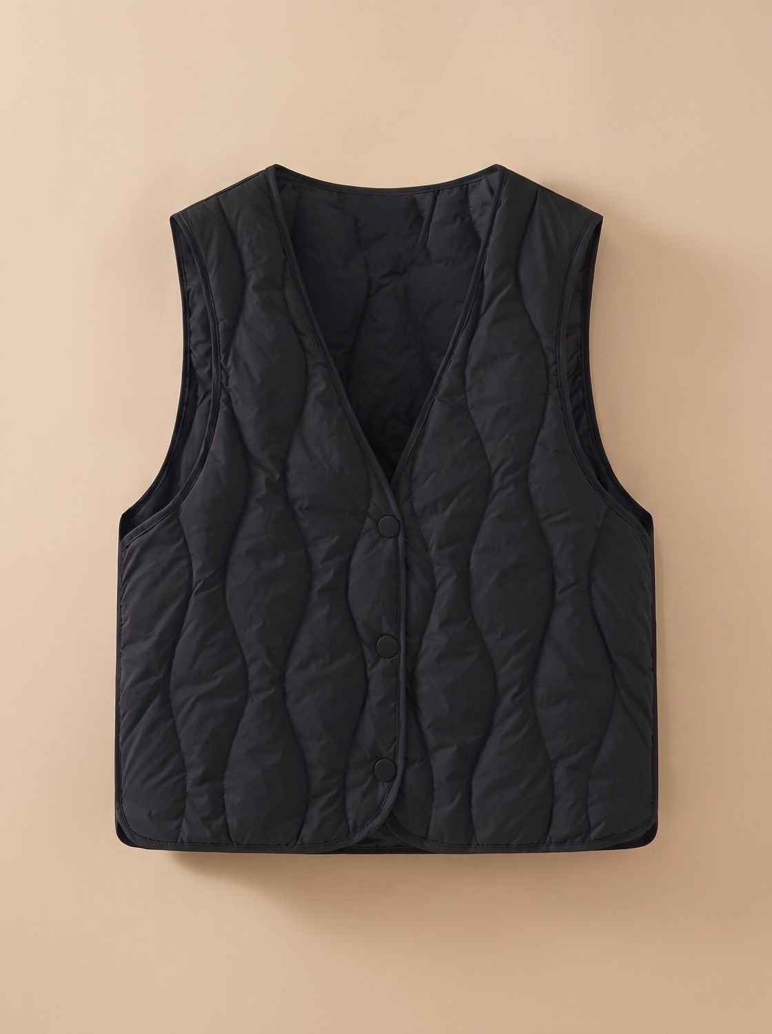 Chaleco acolchado mujer con cuello en V y botones 2