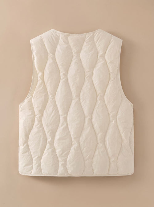Chaleco acolchado mujer con cuello en V y botones 4