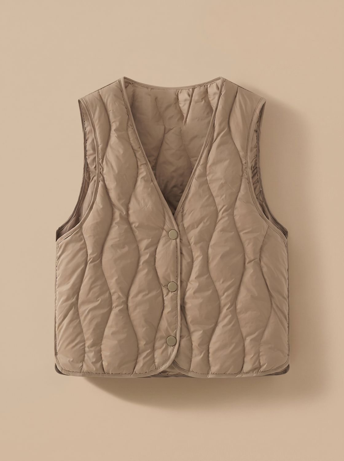 Chaleco acolchado mujer con cuello en V y botones 5