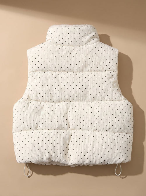 Chaleco acolchado mujer de lunares con cuello alto y botones 5