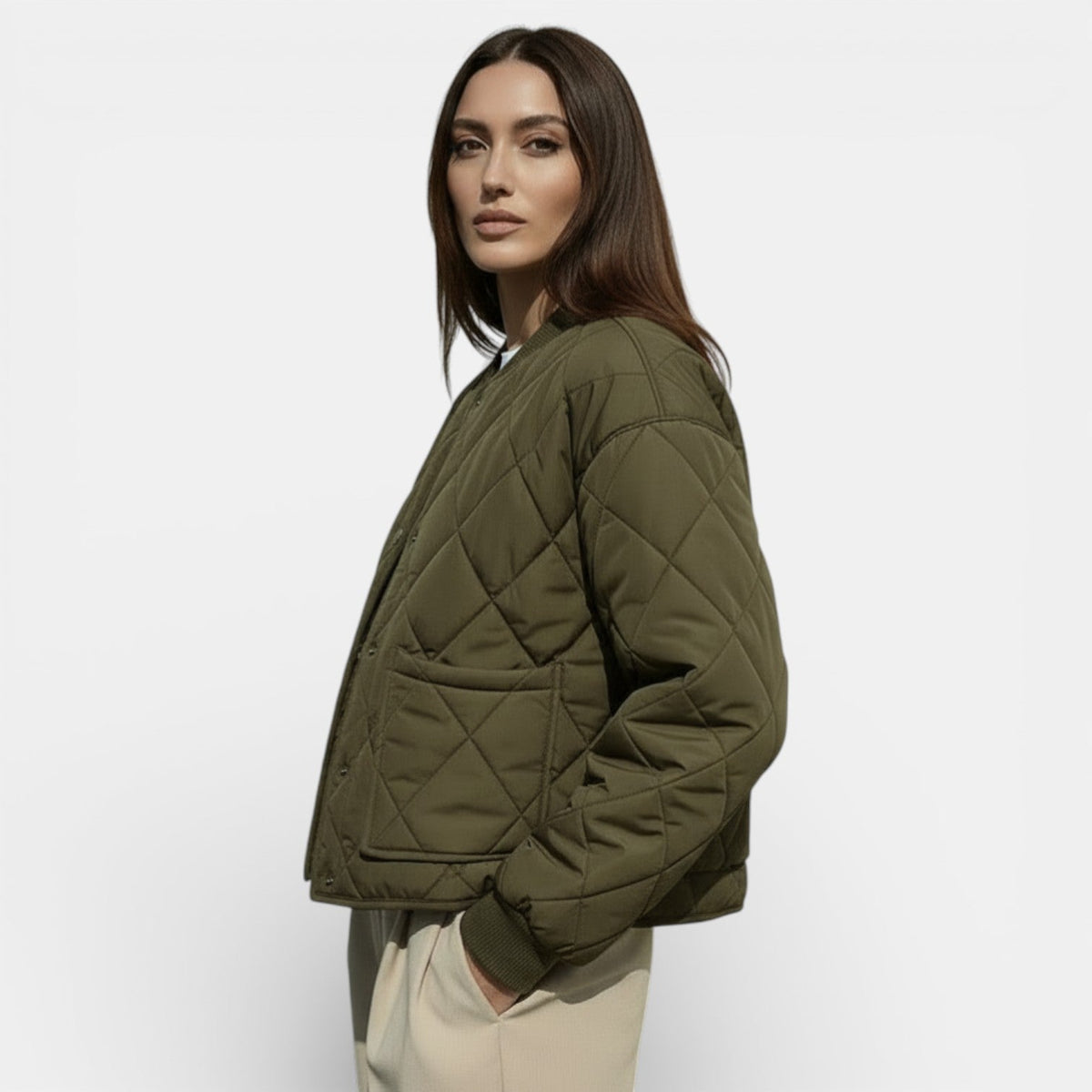 Chaqueta acolchada ligera para mujer tipo bomber sin capucha 4