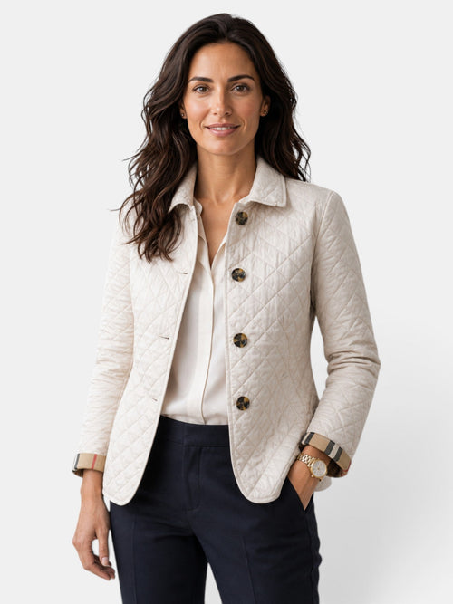 Chaqueta acolchada mujer con cuello camisero y botones 1