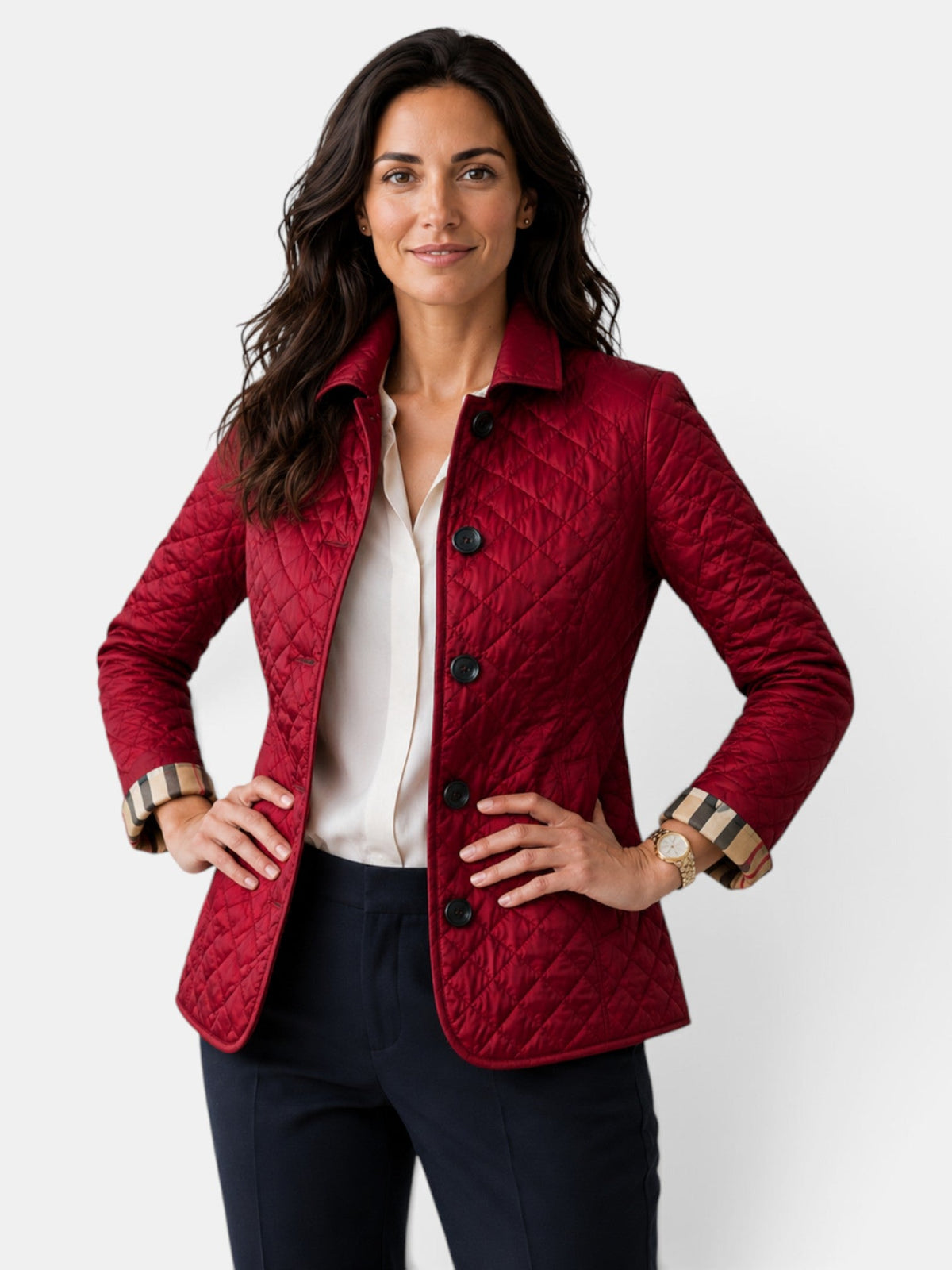 Chaqueta acolchada mujer con cuello camisero y botones 6