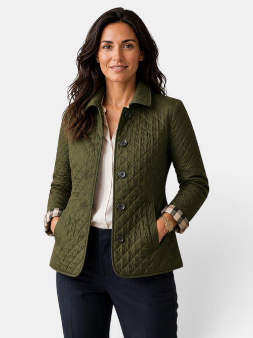 Chaqueta acolchada mujer con cuello camisero y botones 7