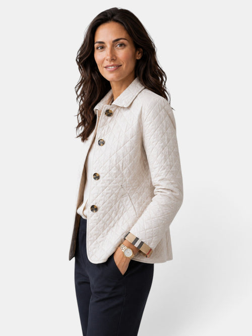 Chaqueta acolchada mujer con cuello camisero y botones 8