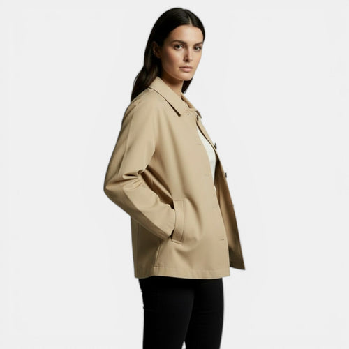 Chaqueta corta para mujer de entretiempo con solapa y botones 2