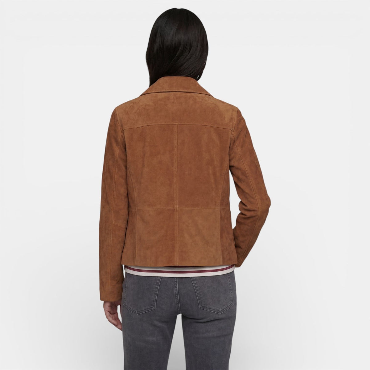 Chaqueta de Ante Mujer Corta con Cuello Camisero y Botones 3