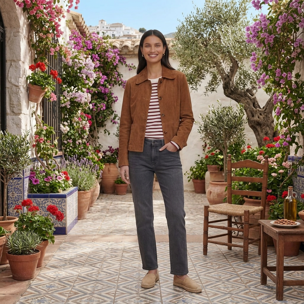 Chaqueta de Ante Mujer Corta con Cuello Camisero y Botones 4