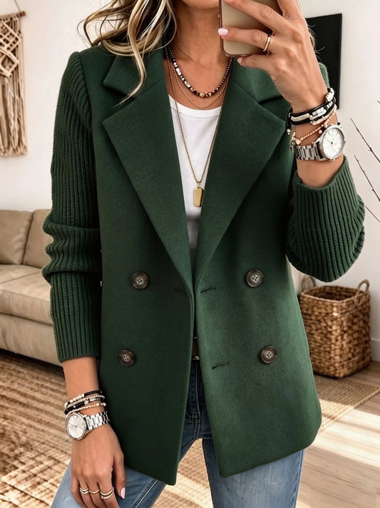 Chaqueta de mujer con doble botonadura y mangas de punto 1