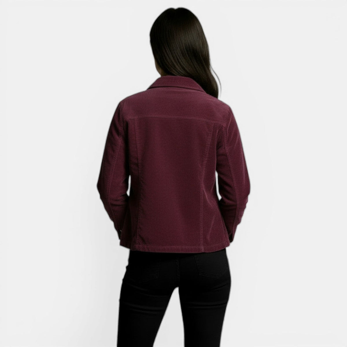 Chaqueta de pana corta para mujer con cuello camisero 3