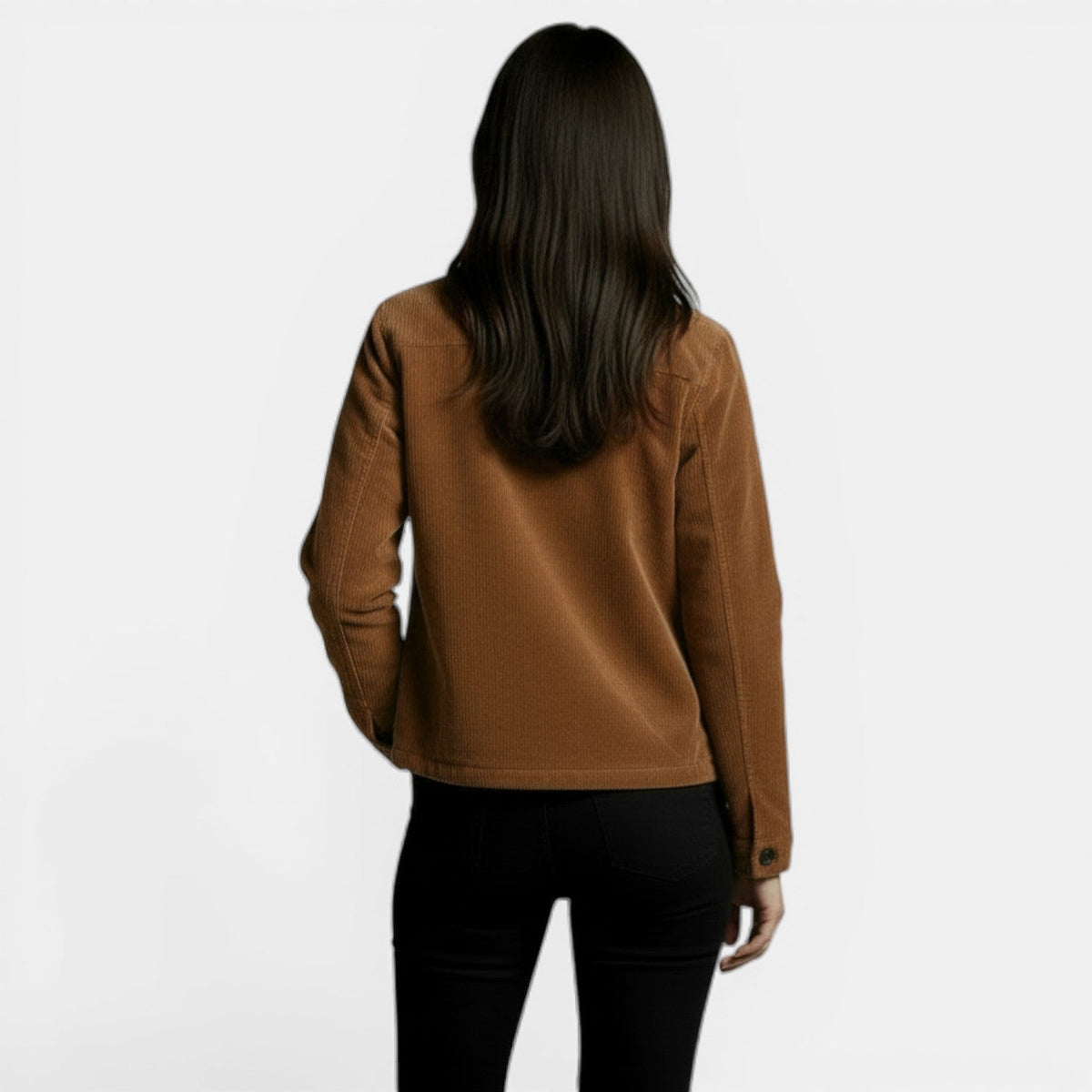 Chaqueta de pana corta para mujer con cuello camisero 6