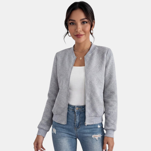 Chaqueta para mujer con cremallera tipo bomber con bolsillos 1