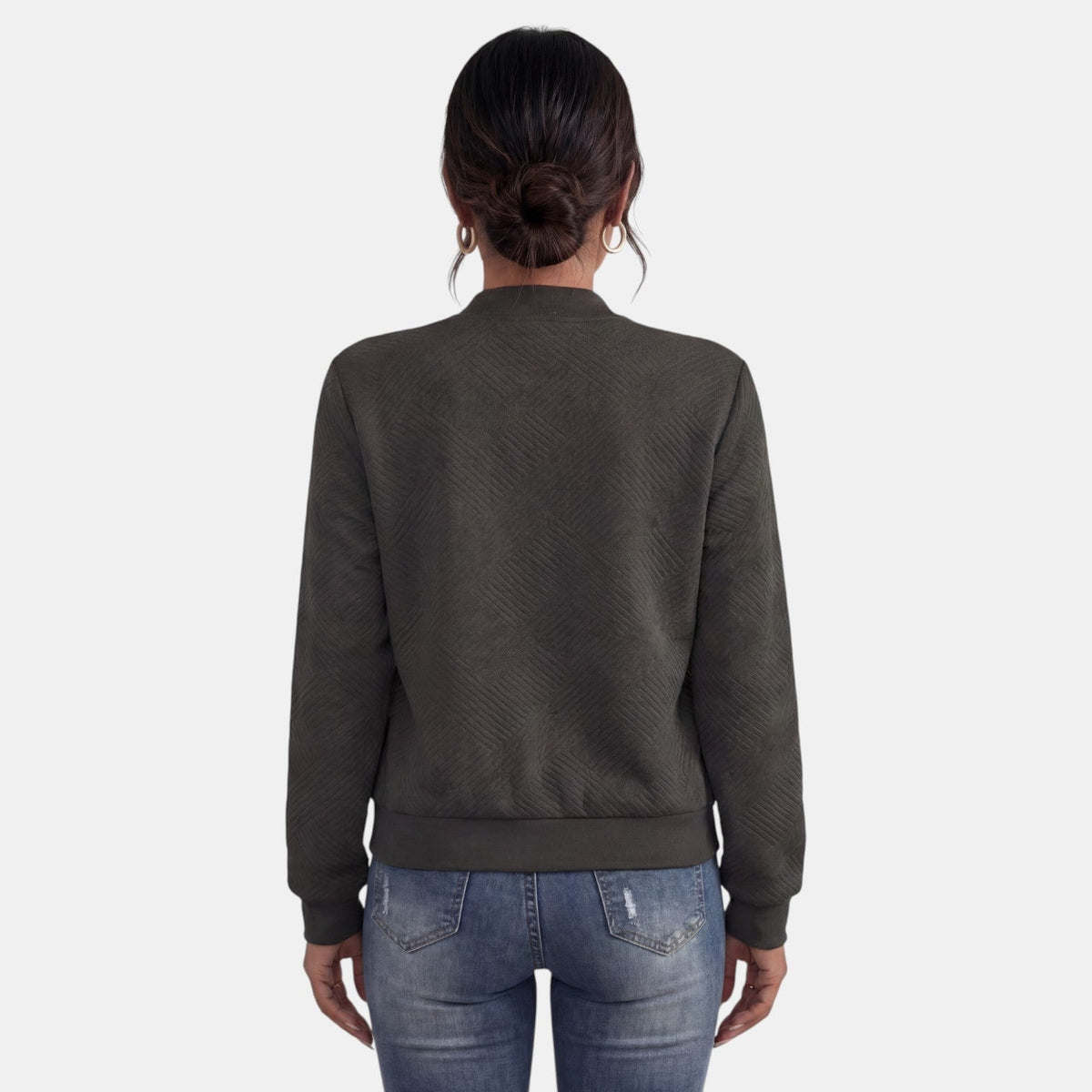 Chaqueta para mujer con cremallera tipo bomber con bolsillos 10