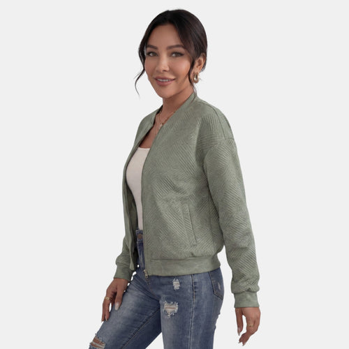 Chaqueta para mujer con cremallera tipo bomber con bolsillos 11