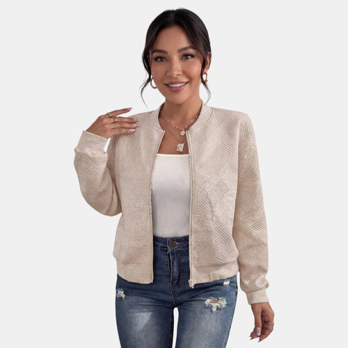 Chaqueta para mujer con cremallera tipo bomber con bolsillos 2