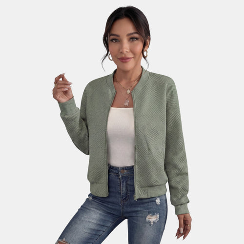 Chaqueta para mujer con cremallera tipo bomber con bolsillos 4