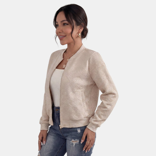 Chaqueta para mujer con cremallera tipo bomber con bolsillos 7