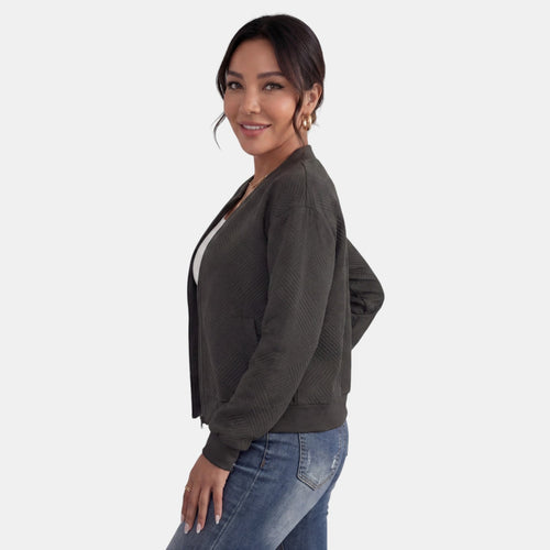 Chaqueta para mujer con cremallera tipo bomber con bolsillos 9