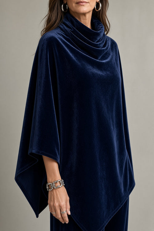 Conjunto de poncho drapeado y pantalón de pierna ancha 5