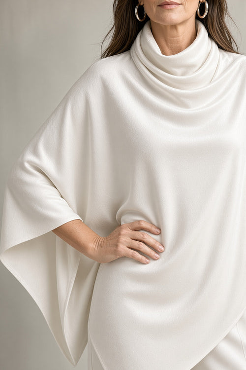 Conjunto de poncho drapeado y pantalón de pierna ancha 6