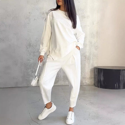 Conjunto de sudadera asimétrica y pantalón cómodo 1
