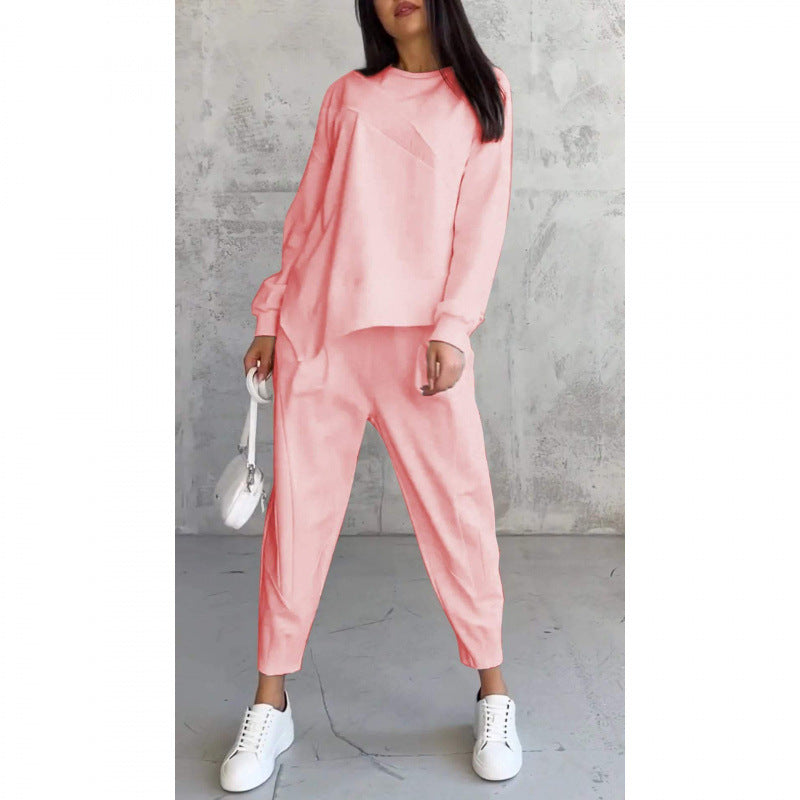 Conjunto de sudadera asimétrica y pantalón cómodo 10