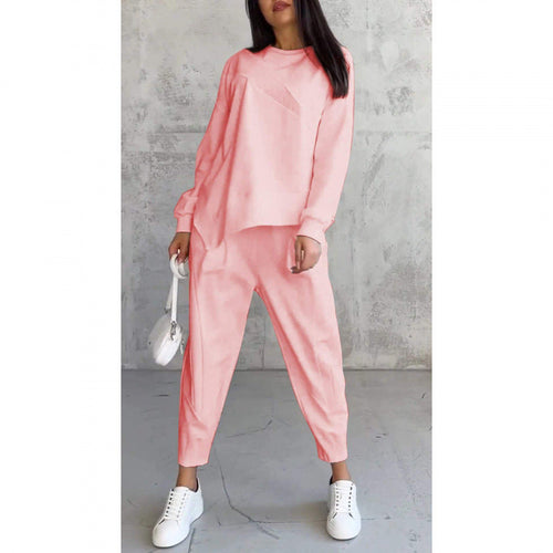 Conjunto de sudadera asimétrica y pantalón cómodo 10