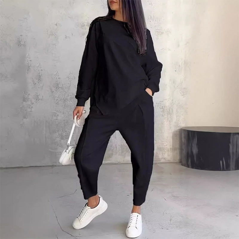 Conjunto de sudadera asimétrica y pantalón cómodo 2