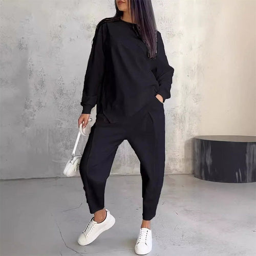 Conjunto de sudadera asimétrica y pantalón cómodo 2