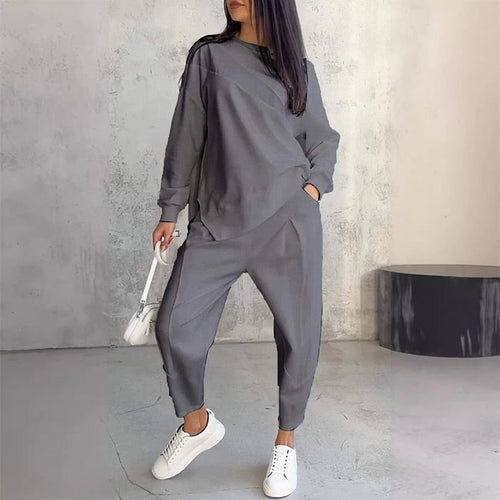 Conjunto de sudadera asimétrica y pantalón cómodo 3
