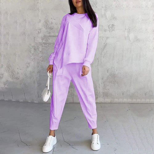 Conjunto de sudadera asimétrica y pantalón cómodo 4