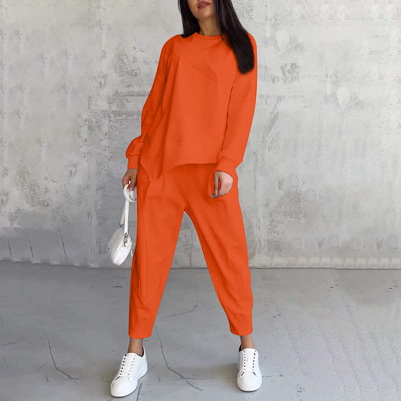 Conjunto de sudadera asimétrica y pantalón cómodo 5
