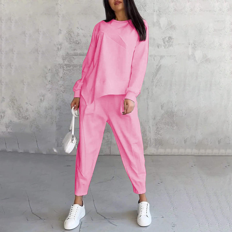 Conjunto de sudadera asimétrica y pantalón cómodo 6